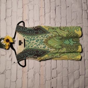 Rondina sleeveless top silk paisley multi-color green black SzM